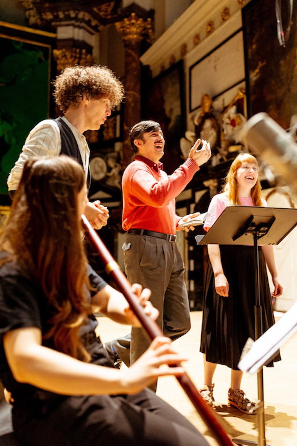 Musicians expressing during Album Recording of Sollazzo Ensemble (2023)